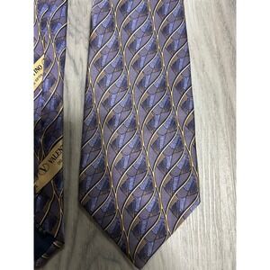 Valentino Cravatte Men's‎ Silk Tie Purple Blue Gold Geometric Made in Italy